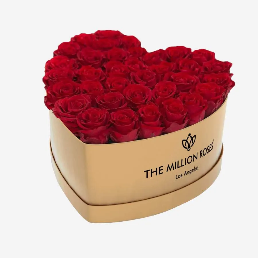 Heart Gold Box | Red Roses