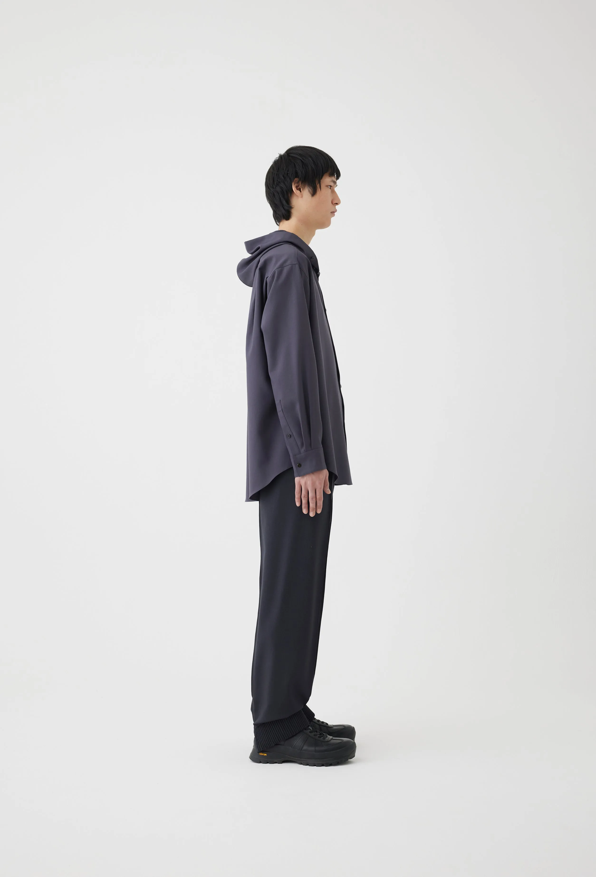 Hooded Wool Shirt in Charcoal