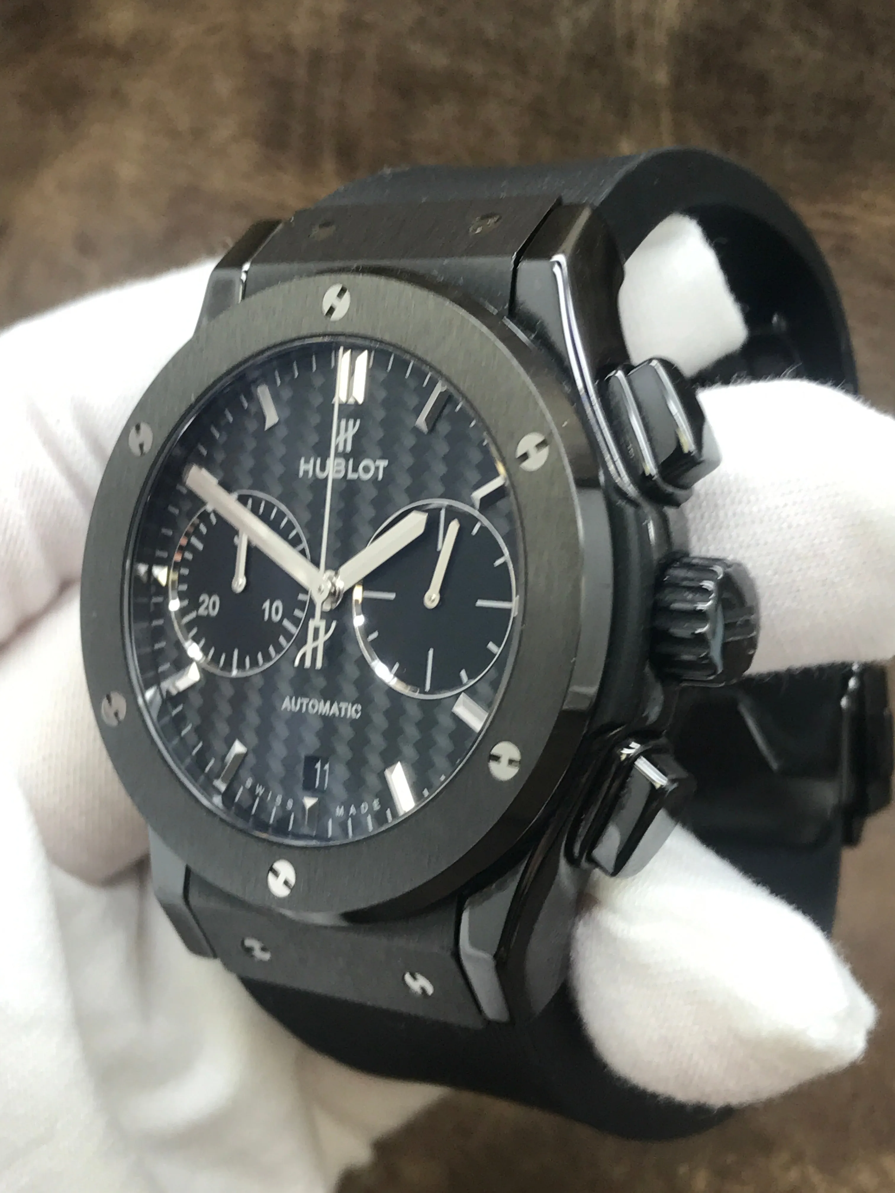 Hublot Classic Fusion Black Magic Chronograph 521.CM.1771.RX Matte black carbon fiber dial Dial Automatic Men's Watch