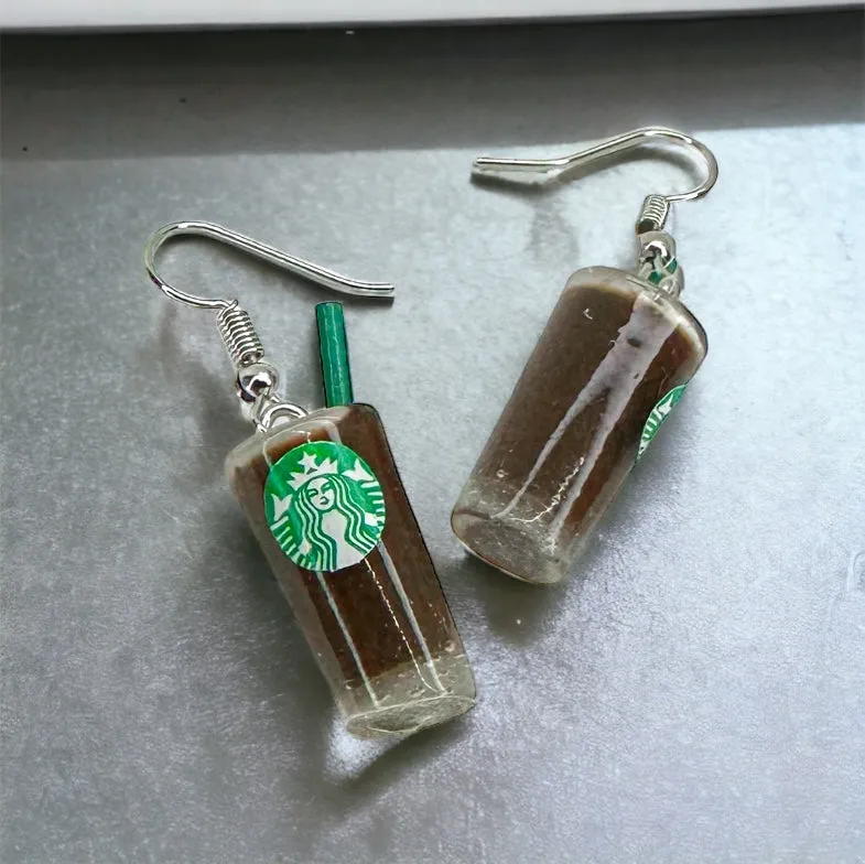 Iced Coffee Earrings - Caffeine Addict, Coffee Accessories, Cup of Coffee, Cold Brew, Teacher Earrings, Coffee Cup