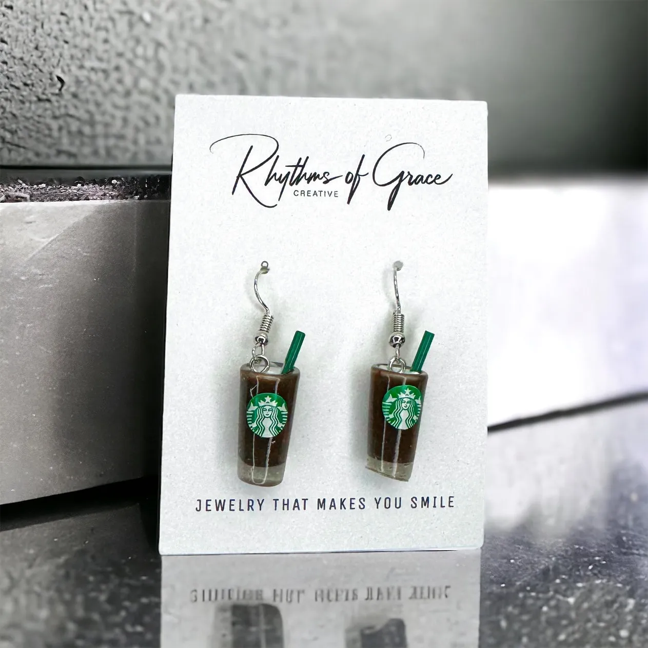 Iced Coffee Earrings - Caffeine Addict, Coffee Accessories, Cup of Coffee, Cold Brew, Teacher Earrings, Coffee Cup