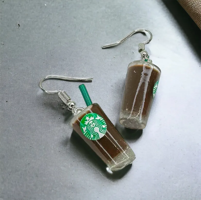 Iced Coffee Earrings - Caffeine Addict, Coffee Accessories, Cup of Coffee, Cold Brew, Teacher Earrings, Coffee Cup