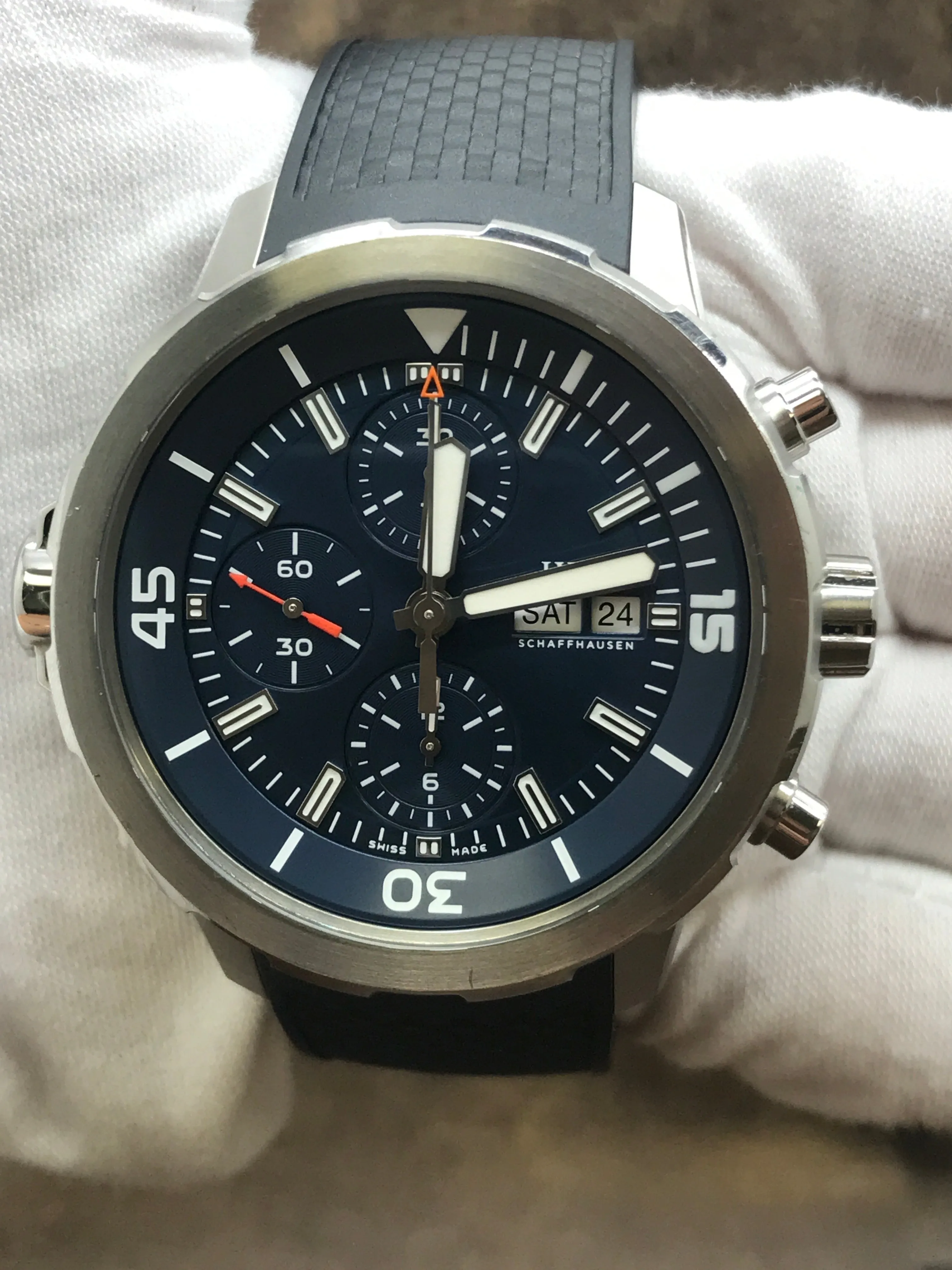 IWC Aquatimer Chronograph Cousteau IW376805 Blue Dial Automatic Men's Watch