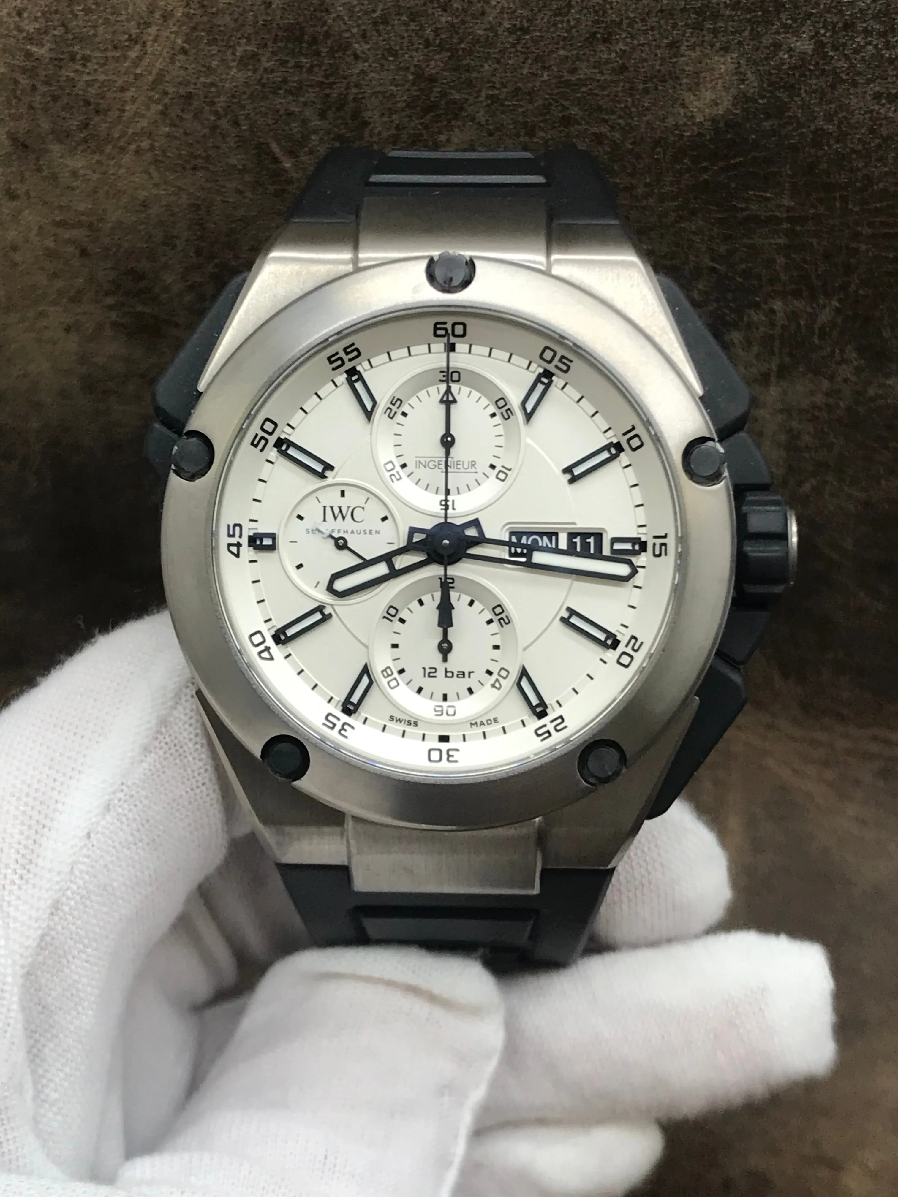 IWC Ingenieur Double Chronograph Ingenieur IW386501 White Dial Automatic  Men's Watch