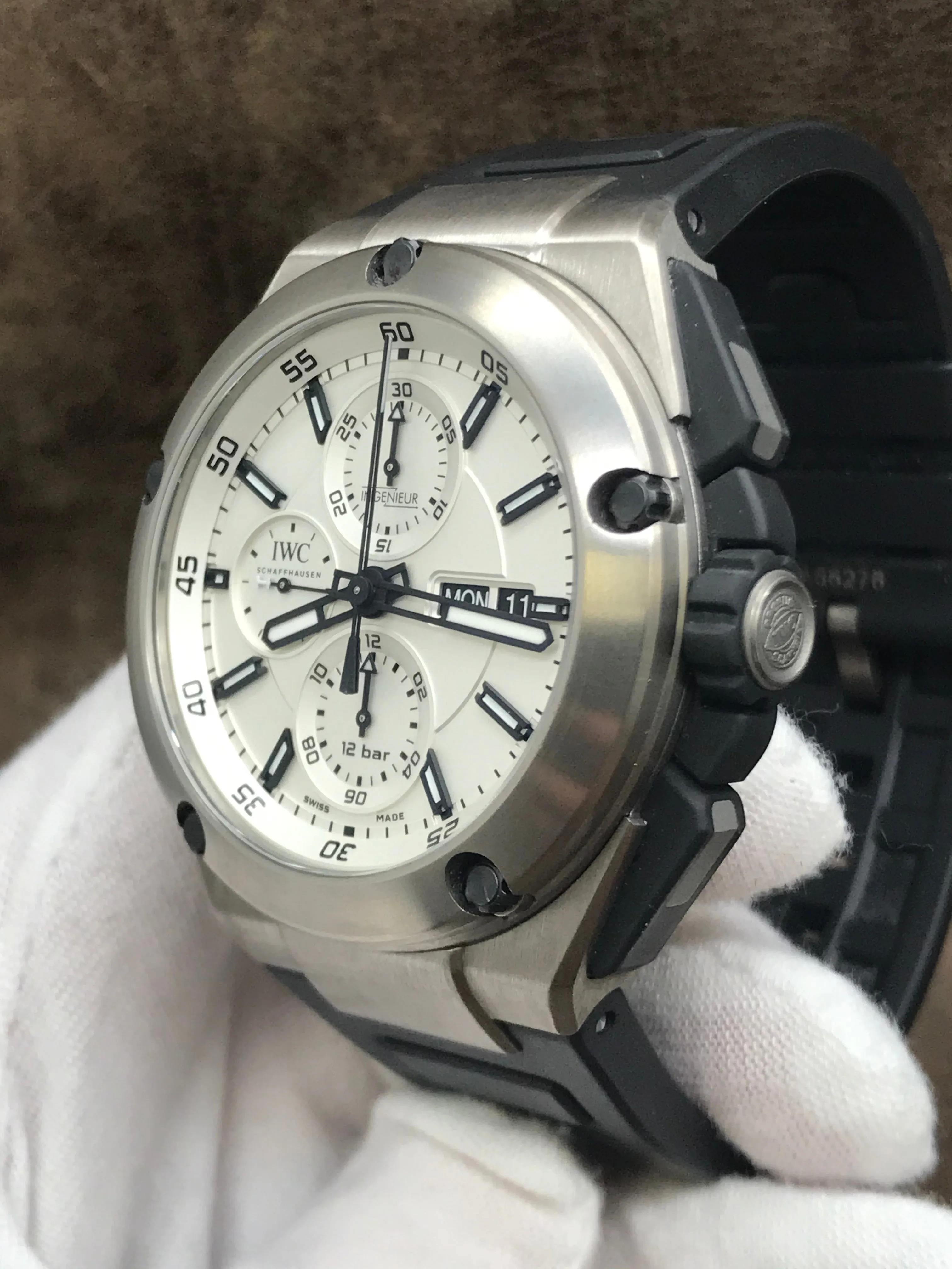 IWC Ingenieur Double Chronograph Ingenieur IW386501 White Dial Automatic  Men's Watch