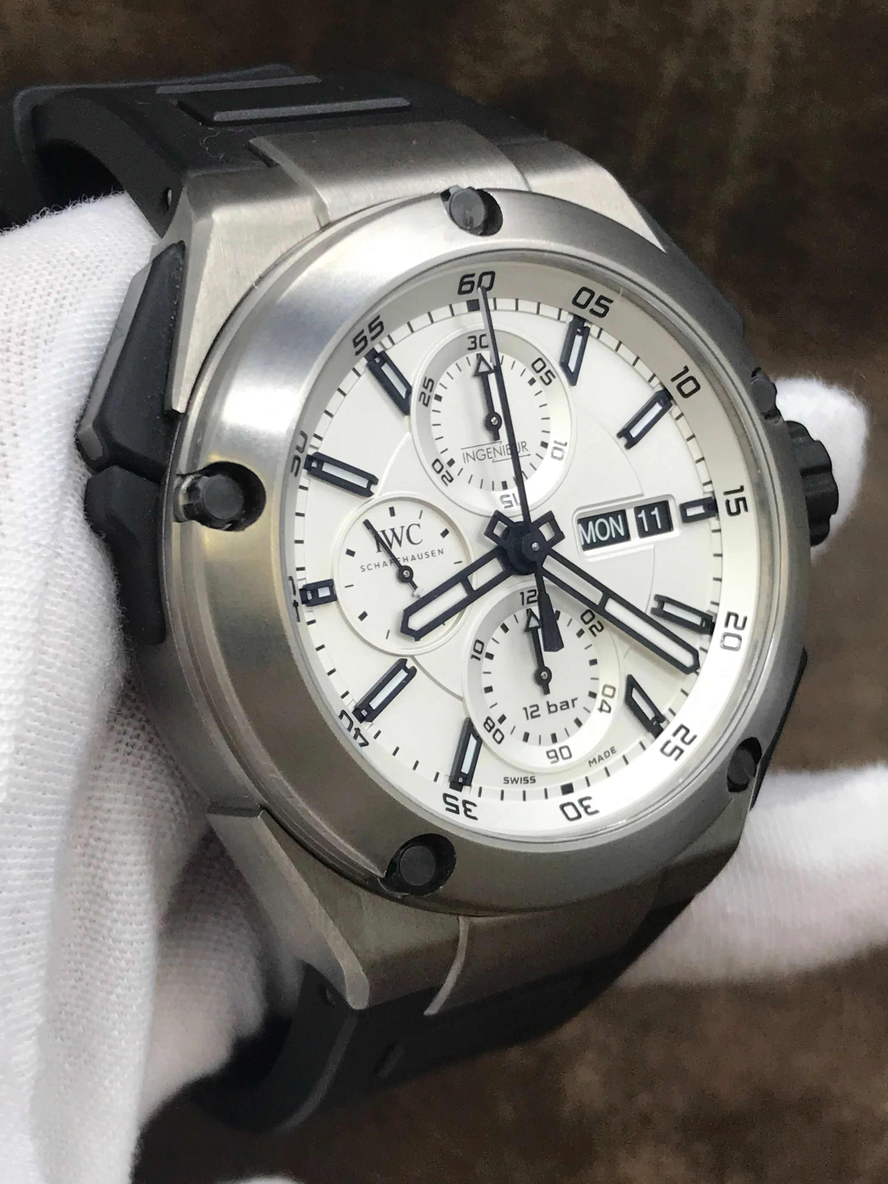 IWC Ingenieur Double Chronograph Ingenieur IW386501 White Dial Automatic  Men's Watch