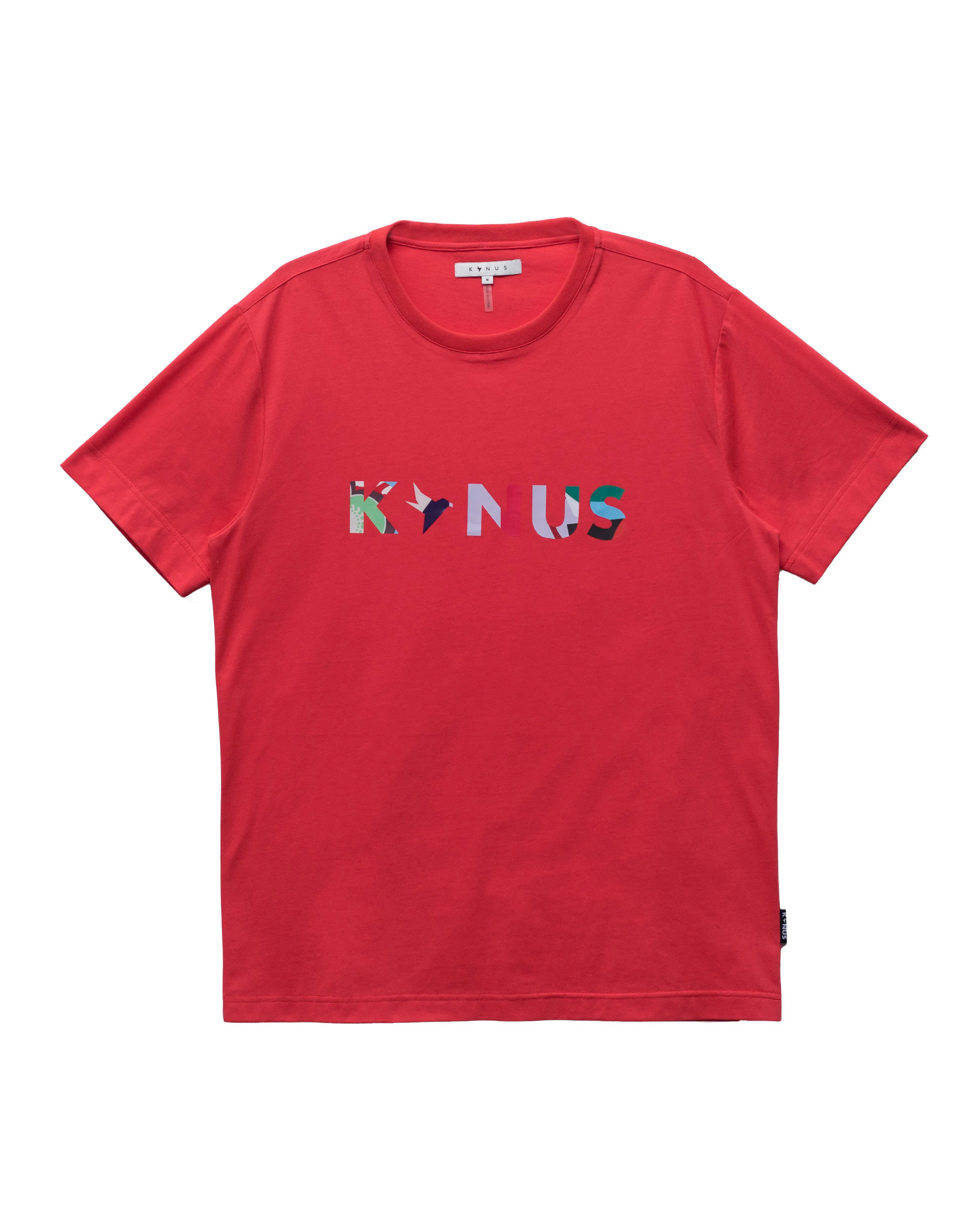 Konus Men's Multi Color Logo Print Tee in Red