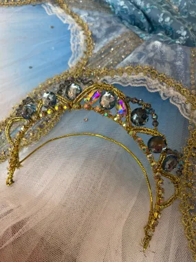 Light Blue and Gold Head Piece Tiara - Hire Only