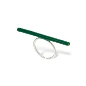 Line - adjustable ring with enamel - green