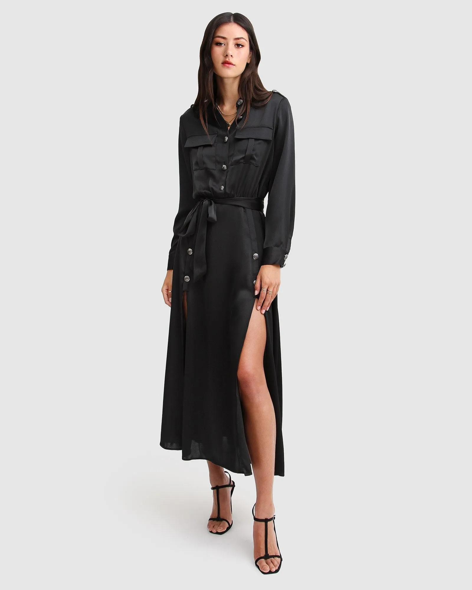 Lover To Lover Maxi Shirt Dress - Black