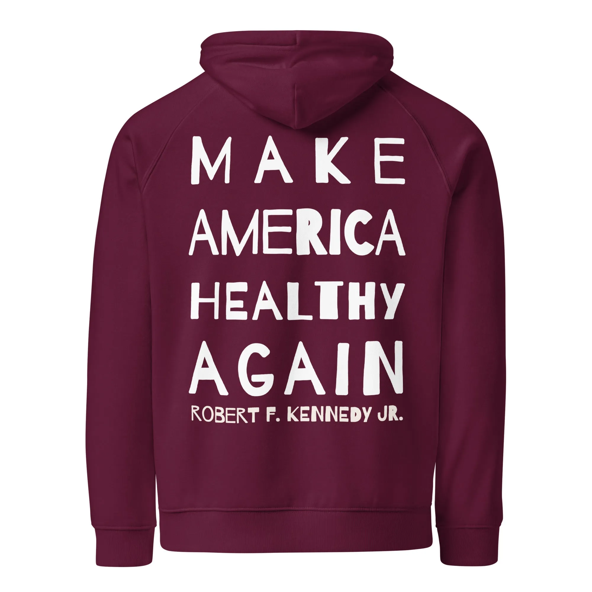 Make America Healthy Again II Back Unisex Eco Raglan Hoodie