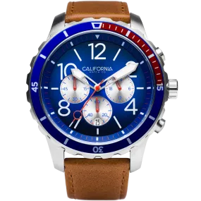 Mavericks Chrono Leather Brown Navy Red