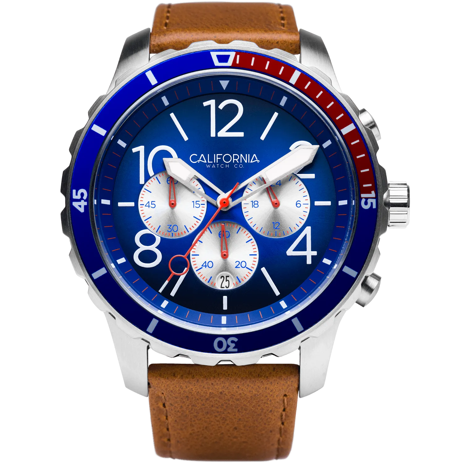 Mavericks Chrono Leather Brown Navy Red