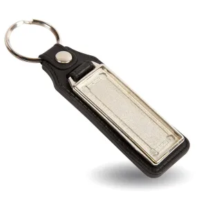 MD18 Rectangular Blank Medallion PU Leather Photo Insert Keyring - 50 x 18mm