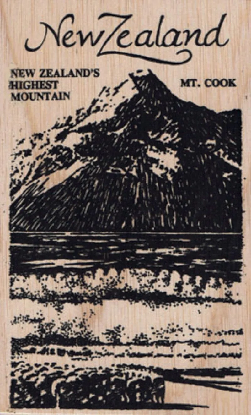 Mt Cook New Zealand Wooden Postcard