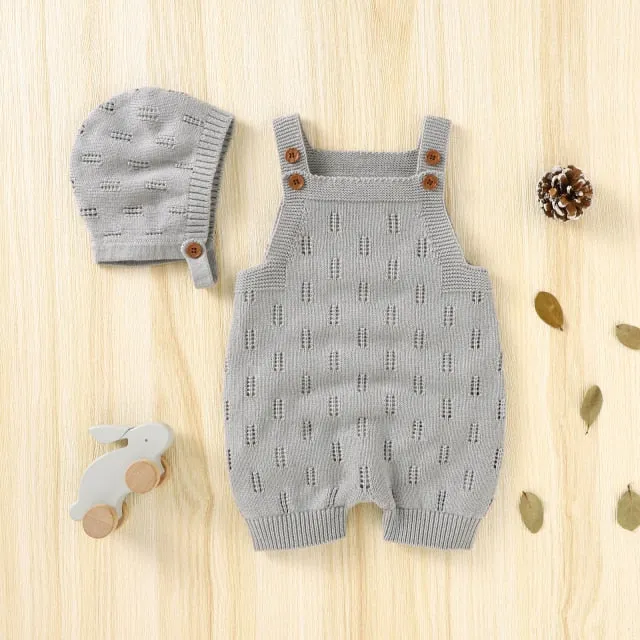 Newborn Knitting Jumpsuit with Hat - 2 Pieces Knitwear