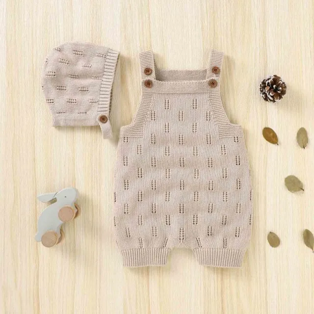 Newborn Knitting Jumpsuit with Hat - 2 Pieces Knitwear