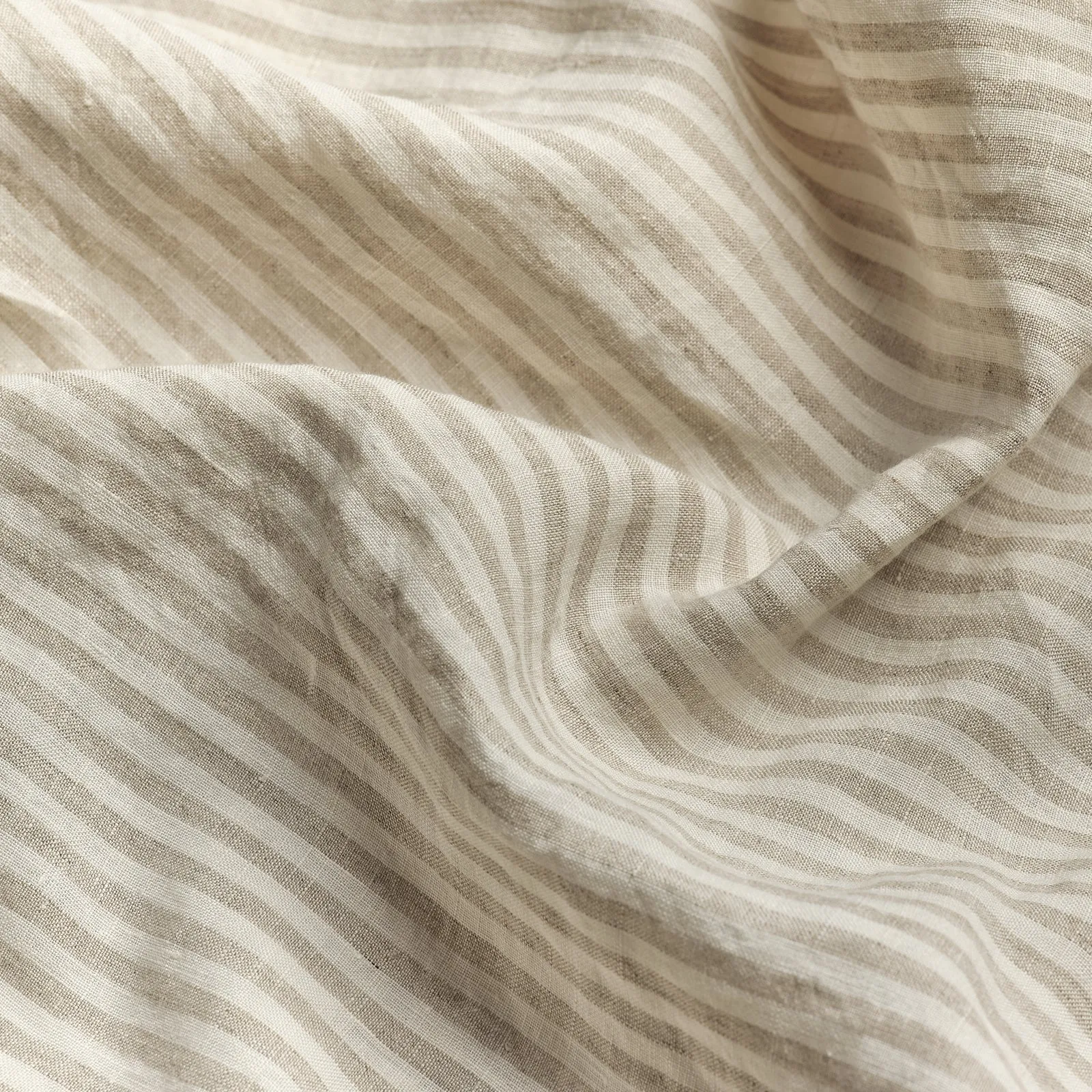 Oatmeal Stripe 100% Linen Fitted Sheet