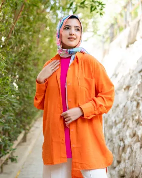 Orange Summer Linen Shirt