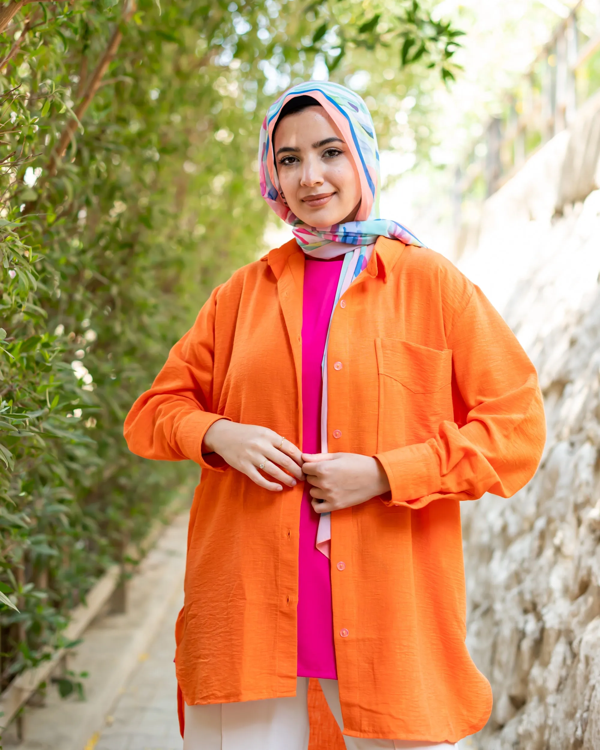 Orange Summer Linen Shirt