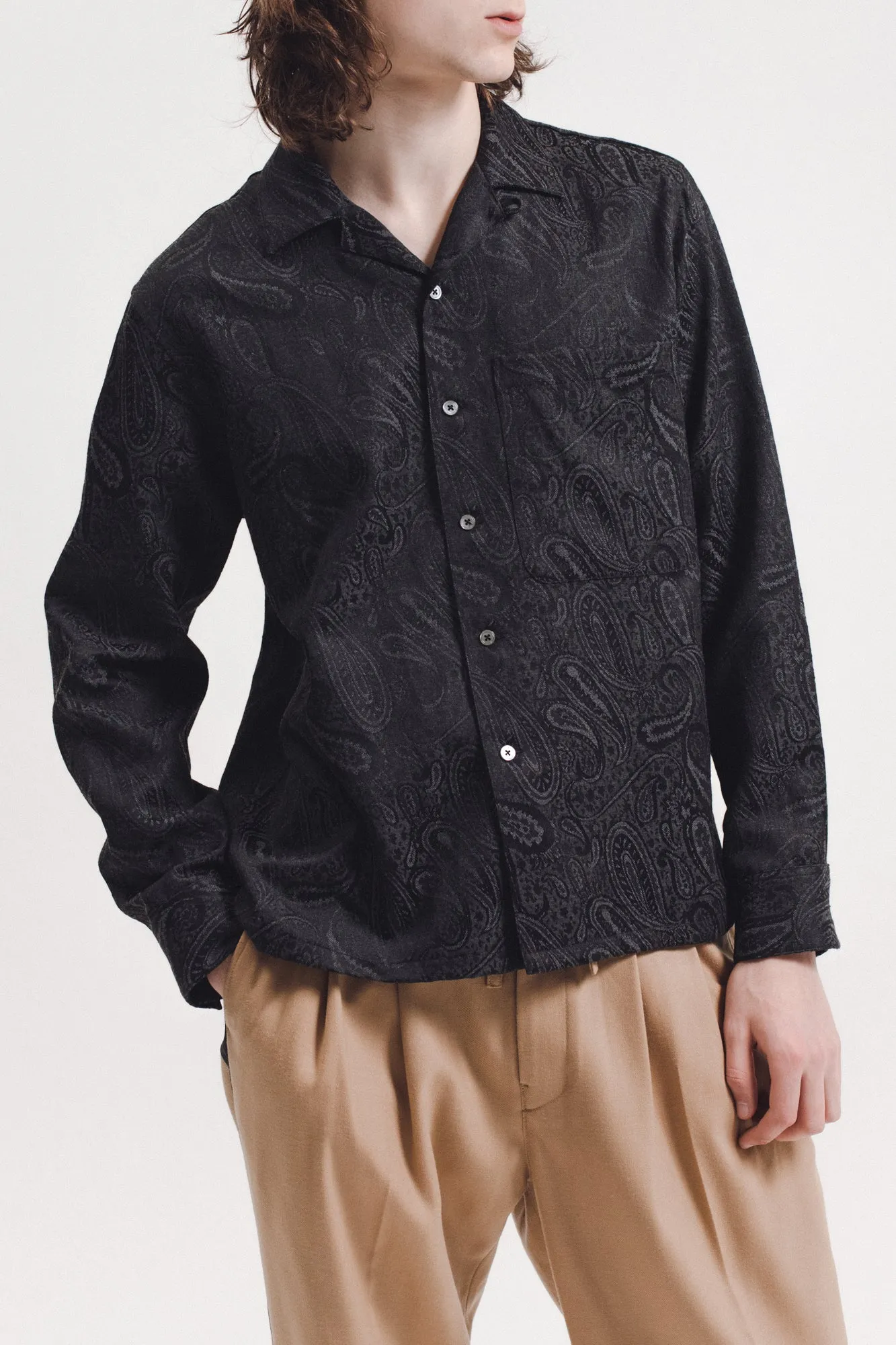 Paisley LS  Shirt - Black