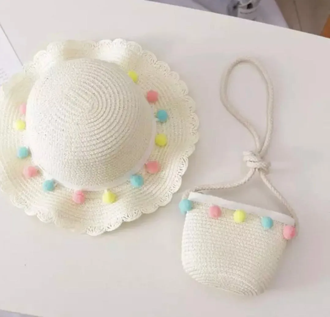 Pom Sun Hat   Purse Set