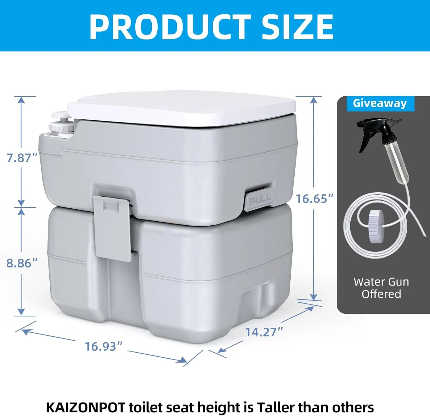 Portable 5.3 Gallon Camping Toilet with Level Indicator and T-Type Water Outlet