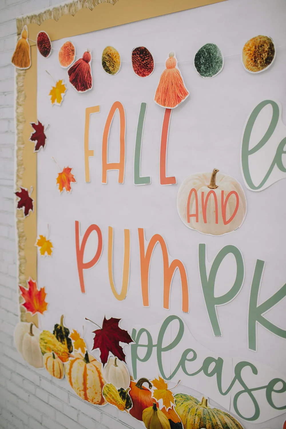 "Fall Leaves and Pumpkins Please" Inspirational Classroom Headline | Seasonal Classroom Decor | UPRINT | Schoolgirl Style