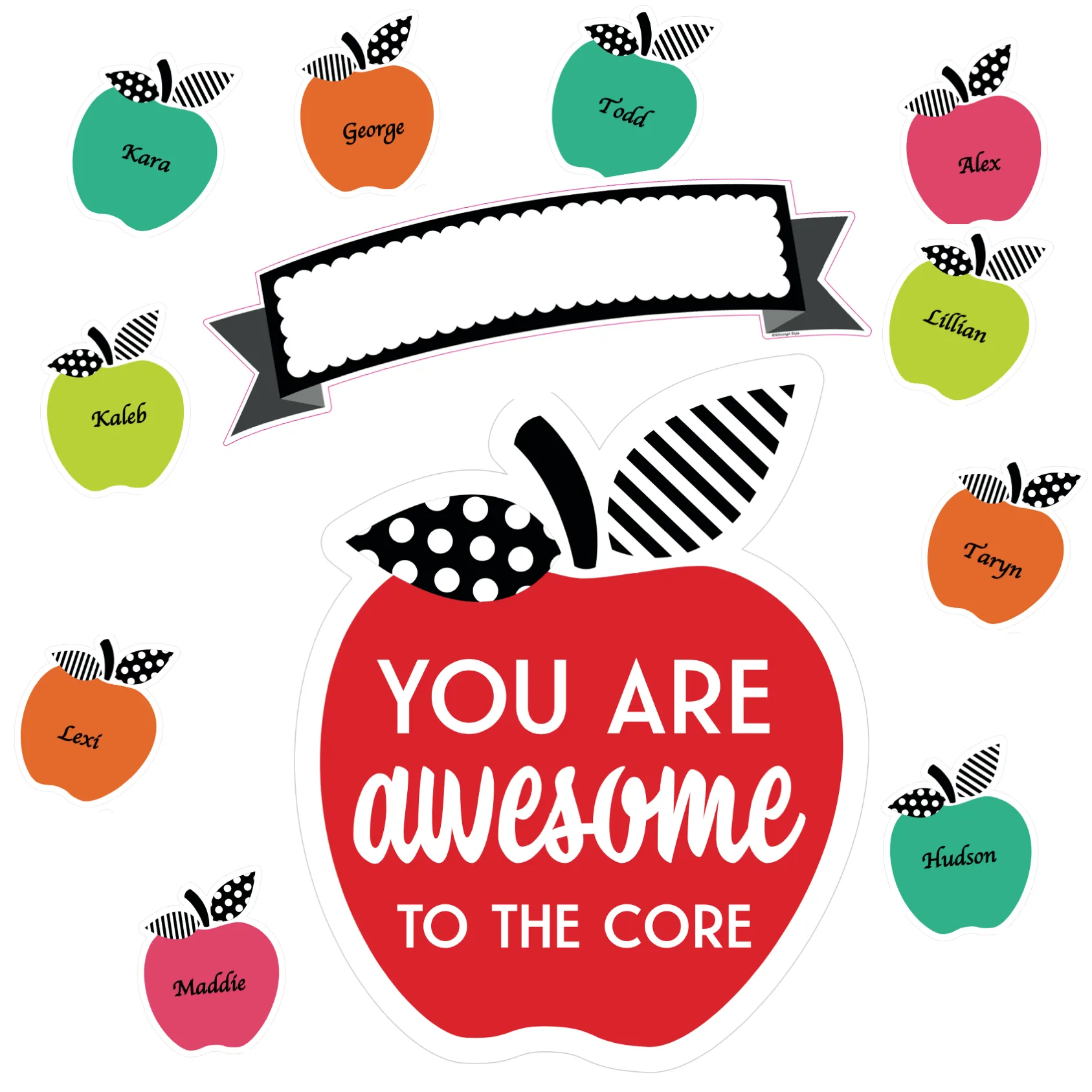 "You are Awesome to the Core" Door Décor Bulletin Board Set | Black, White & Stylish Brights | UPRINT|  Schoolgirl Style