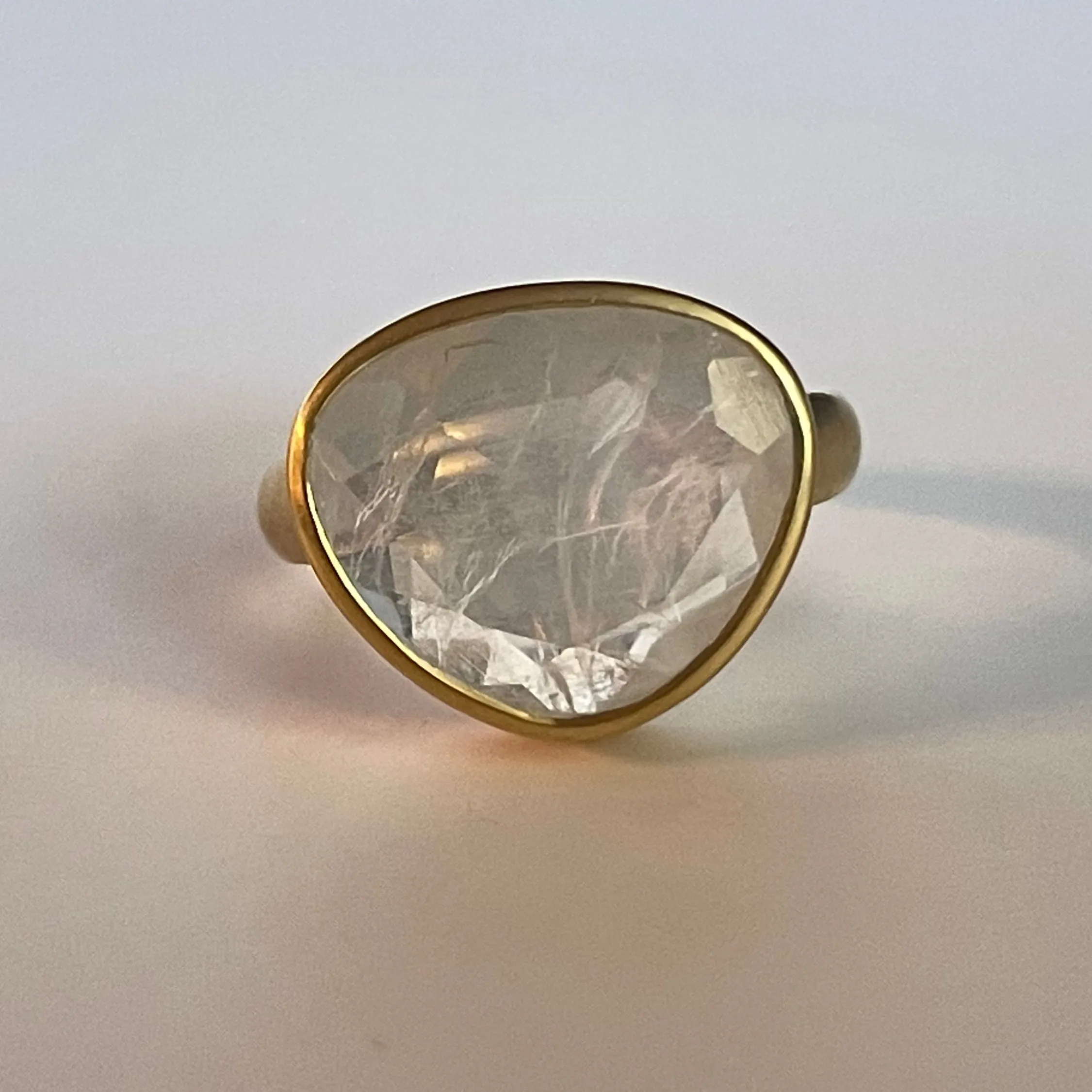 Rainbow Moonstone Greek Ring