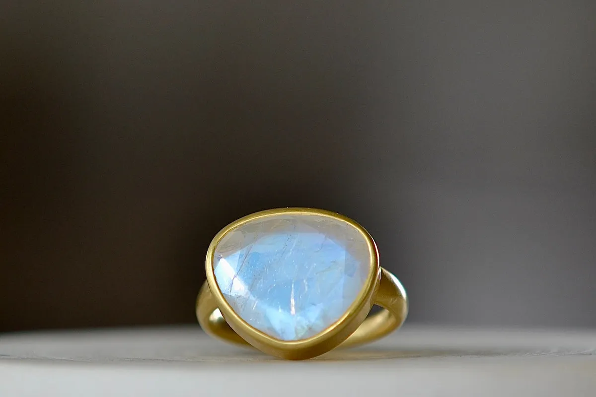 Rainbow Moonstone Greek Ring