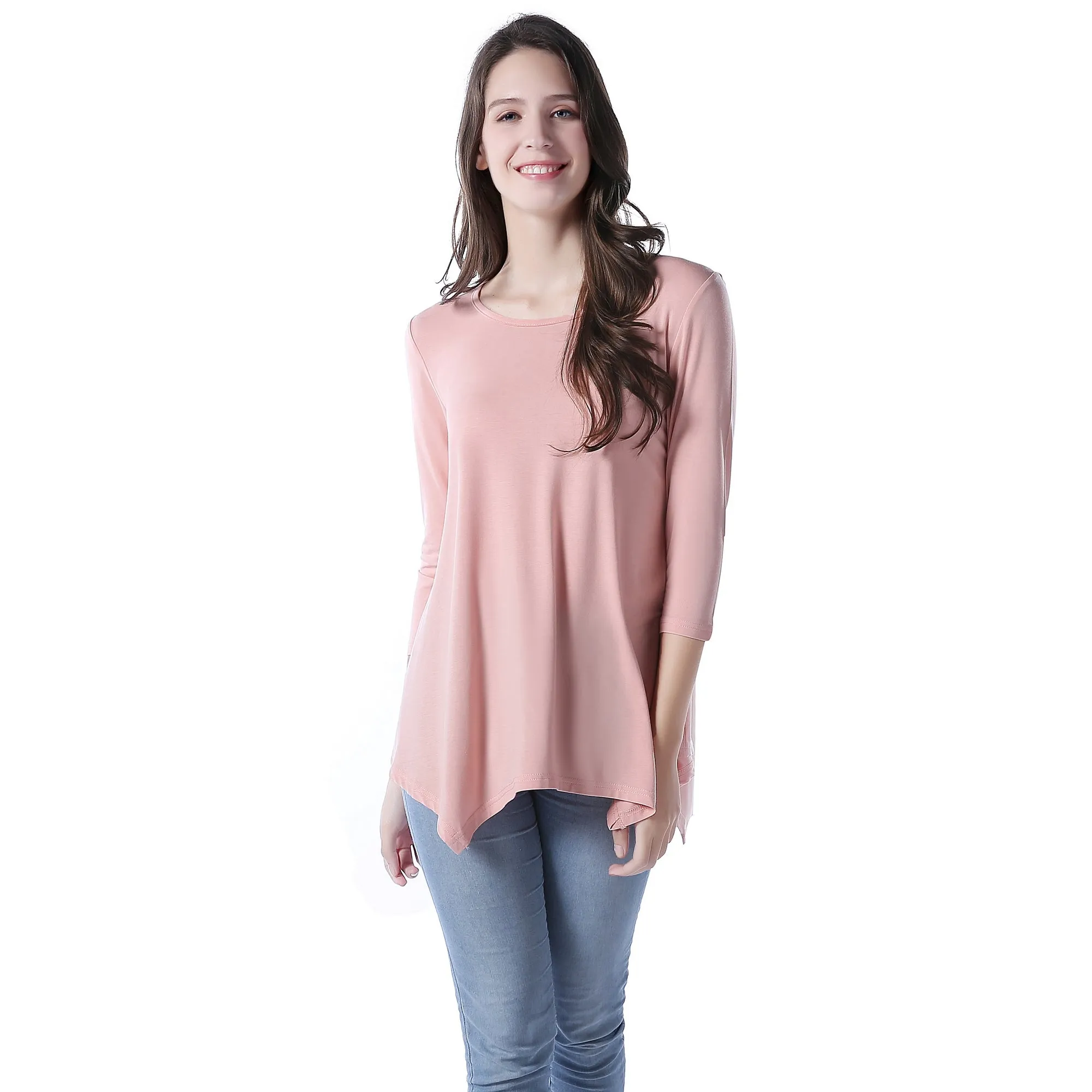 RH Women's Long Sleeve Soft Casual Pullover Relaxed-Fit Shirt Tee Tops RHW2767