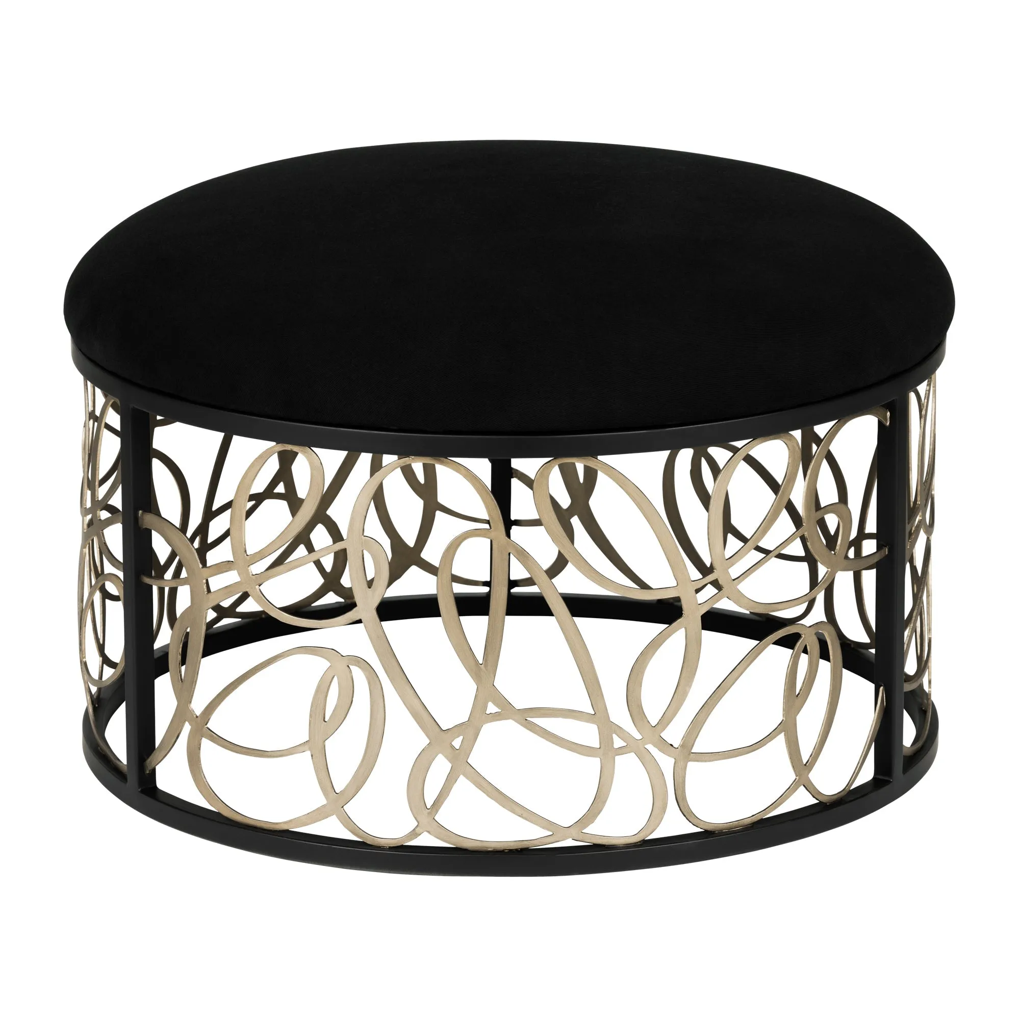 Scribble 381TC32NMBAR Nesting Coffee Table and Ottoman - Matte Black/Artifact