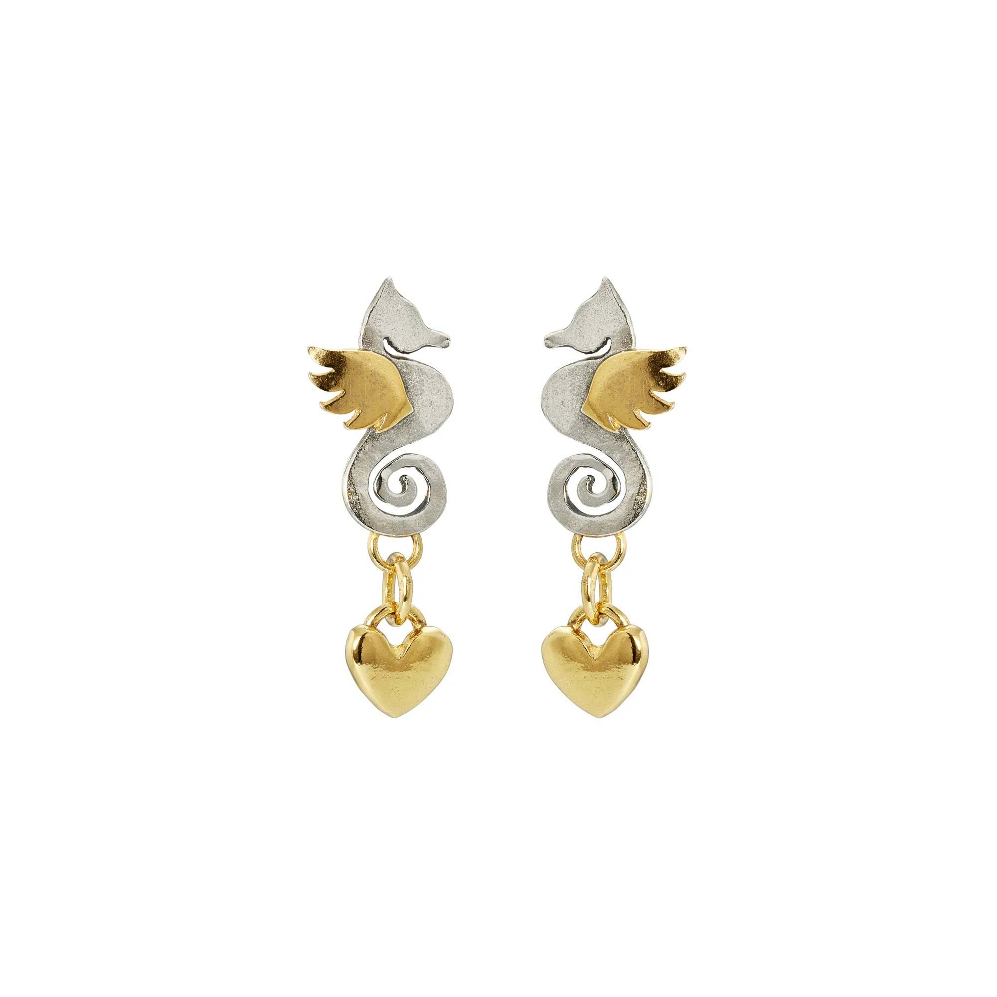 Seahorse Heart Drop Earrings