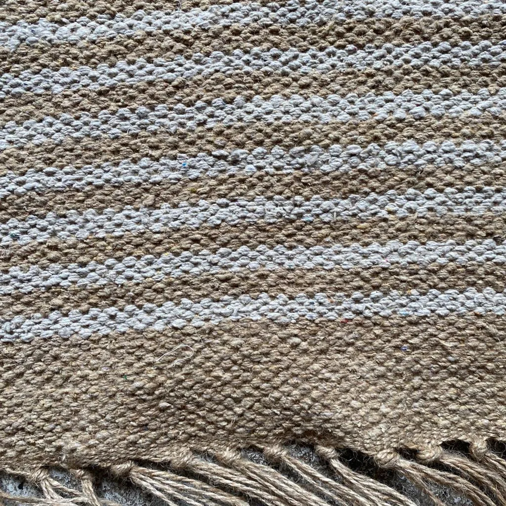 Small Striped Cotton & Jute Rug - 60x90 cm