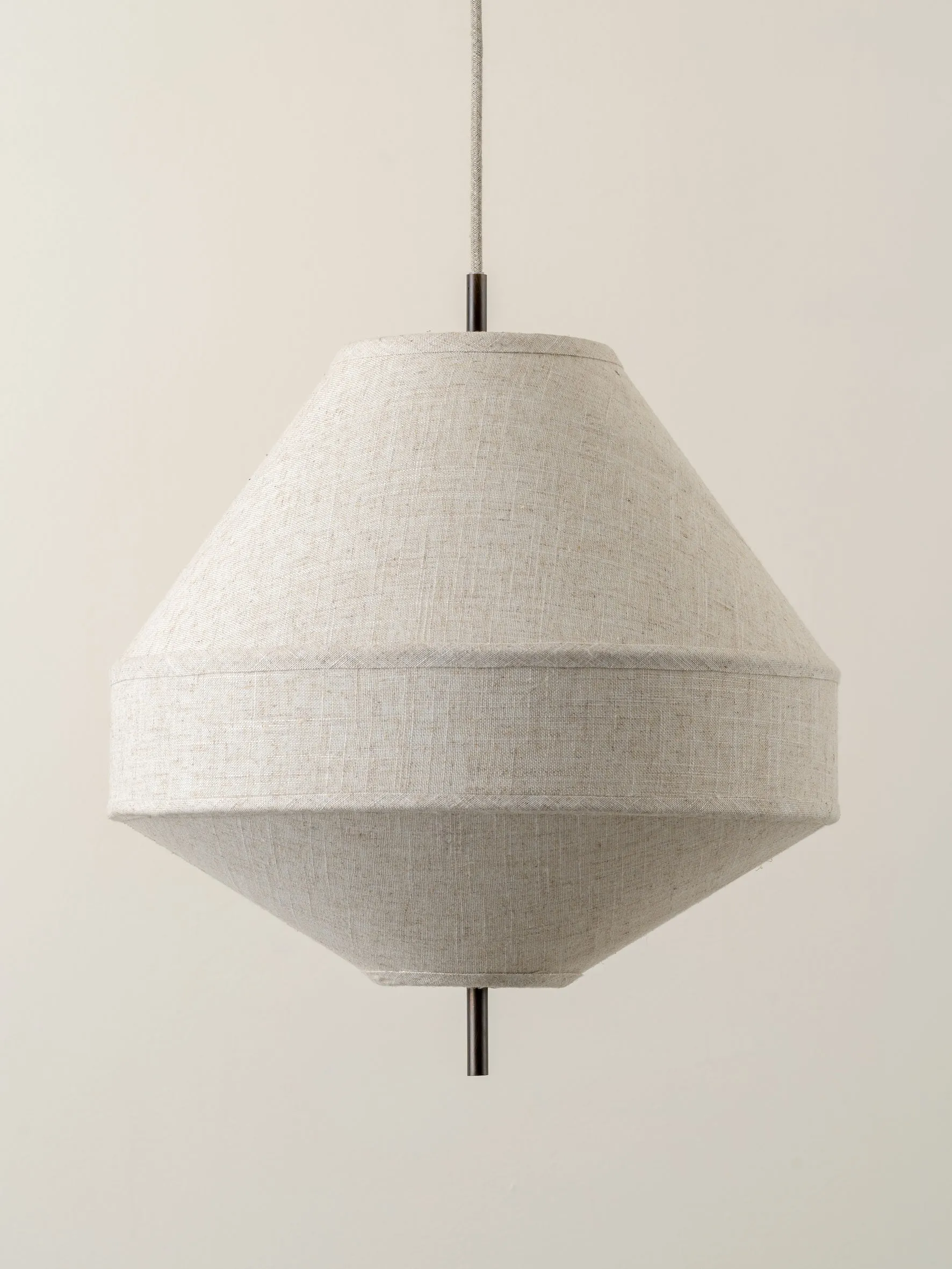 Solara - medium dark bronze and layered natural linen pendant