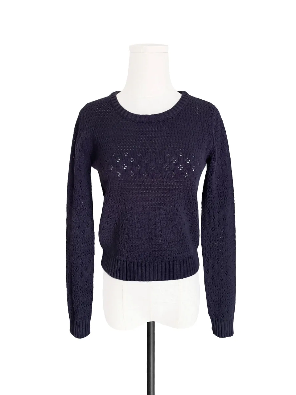 Surprise Sale! Purplish Grey Mixed Stitches Cotton Blend Crop Sweater