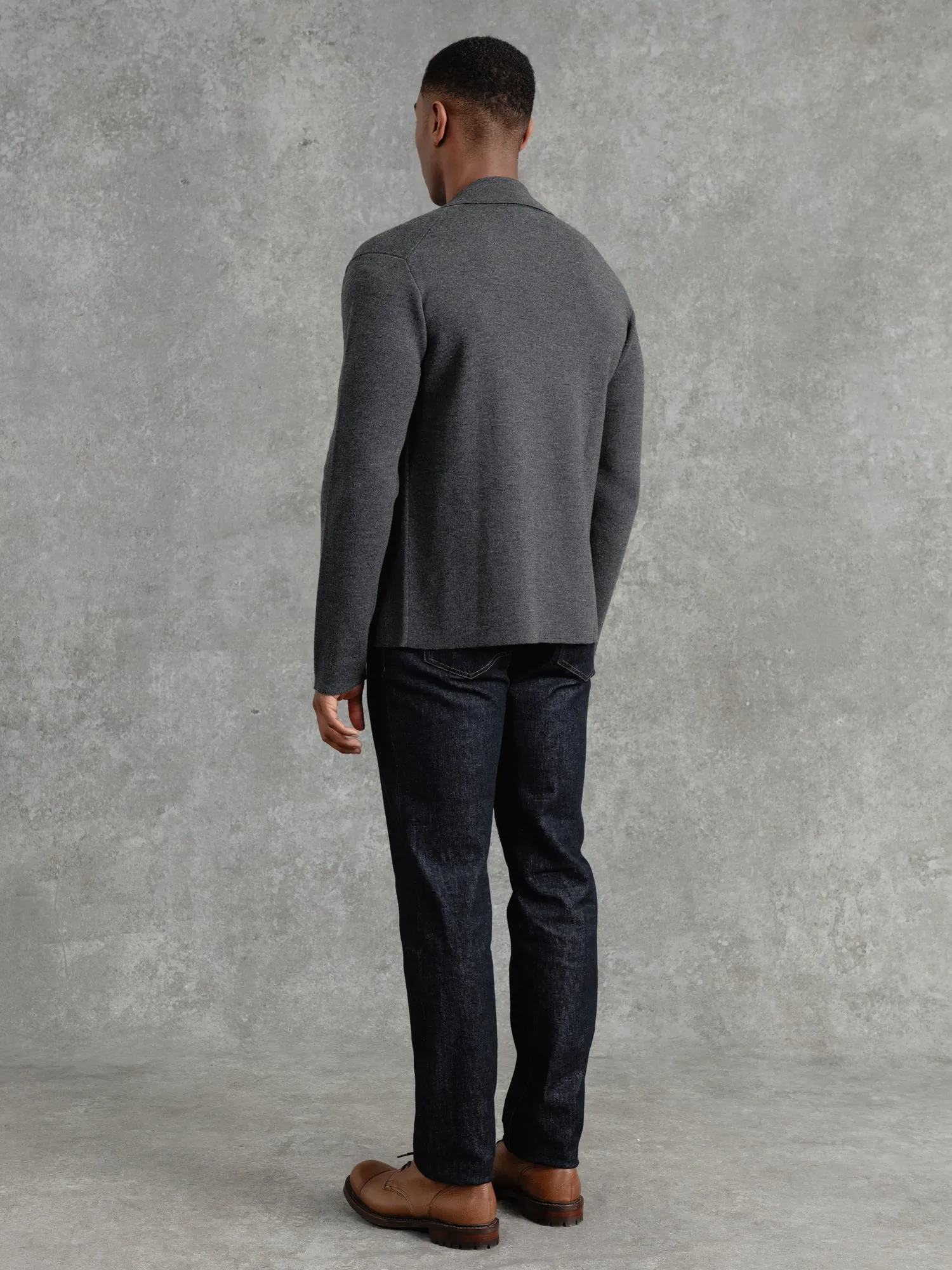 The Merino Knitted Jacket - Charcoal