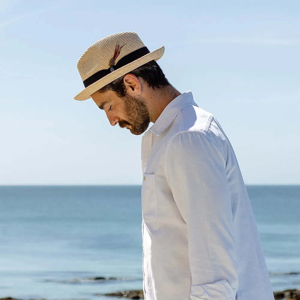 Toyo Straw Trilby Hat - Natural