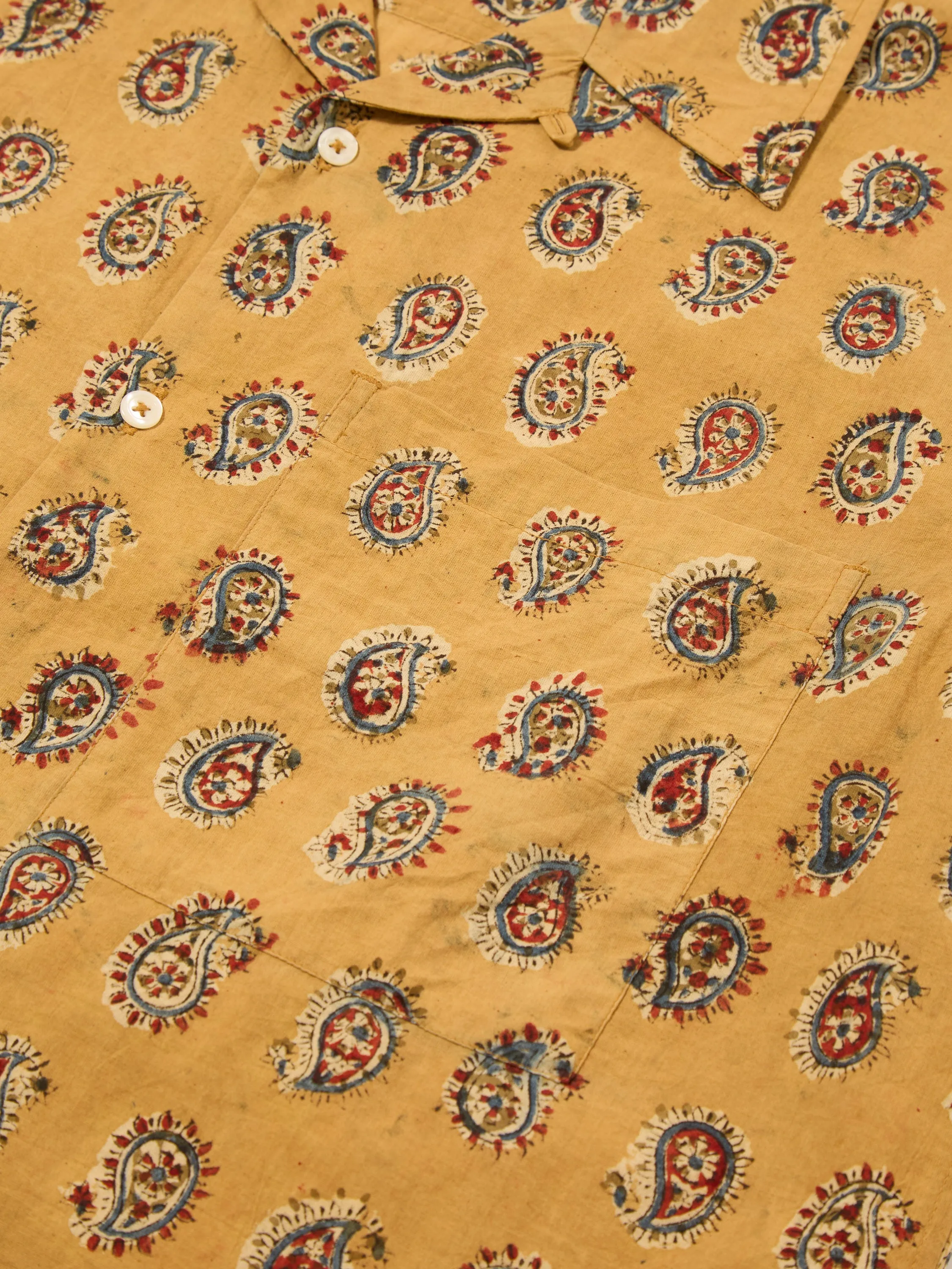 Universal Works Camp Shirt in Camel Kalamkari II Print