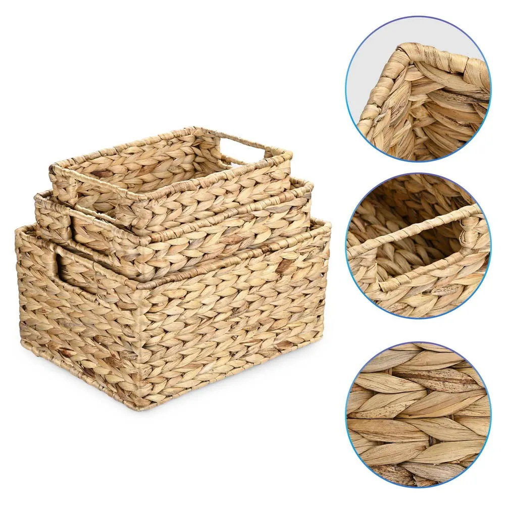 Wicker Fruit Food Storage Baskets with Handle Set(3)