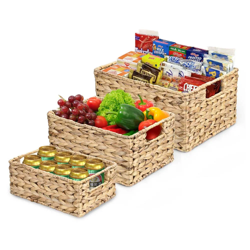 Wicker Fruit Food Storage Baskets with Handle Set(3)