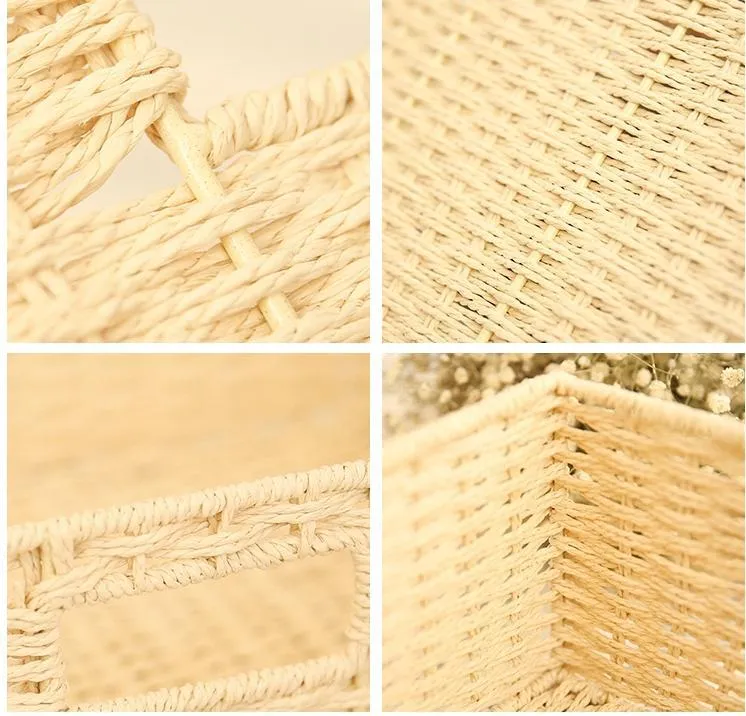 Woven Straw basket, Storage Basket, Rectangle Basket, Picnic Basket