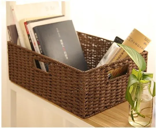 Woven Straw basket, Storage Basket, Rectangle Basket, Picnic Basket